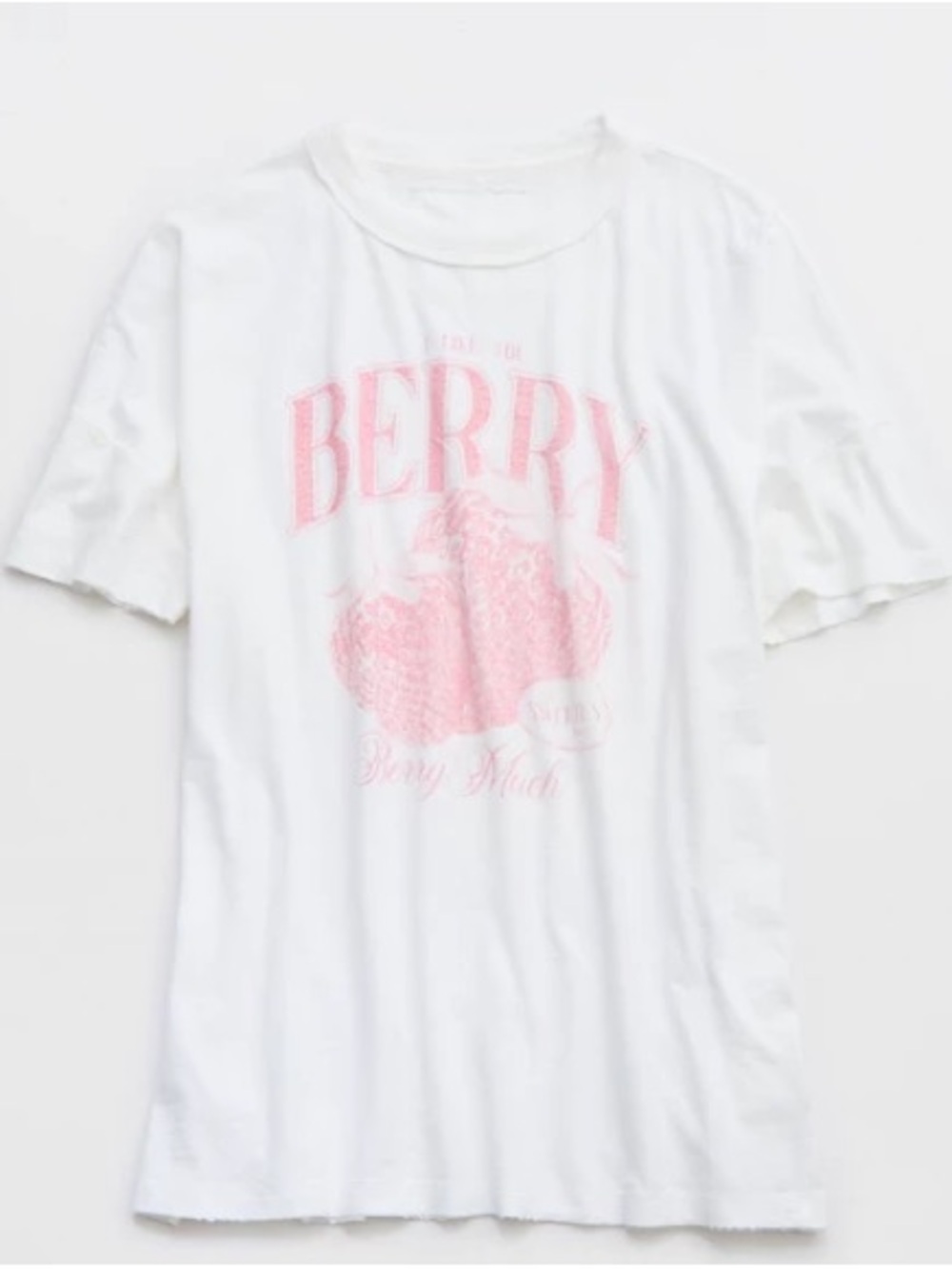 Aerie Oversized Crew Boyfriend T-Shirt, Graphic I Like You Berry Berry Much, Sm